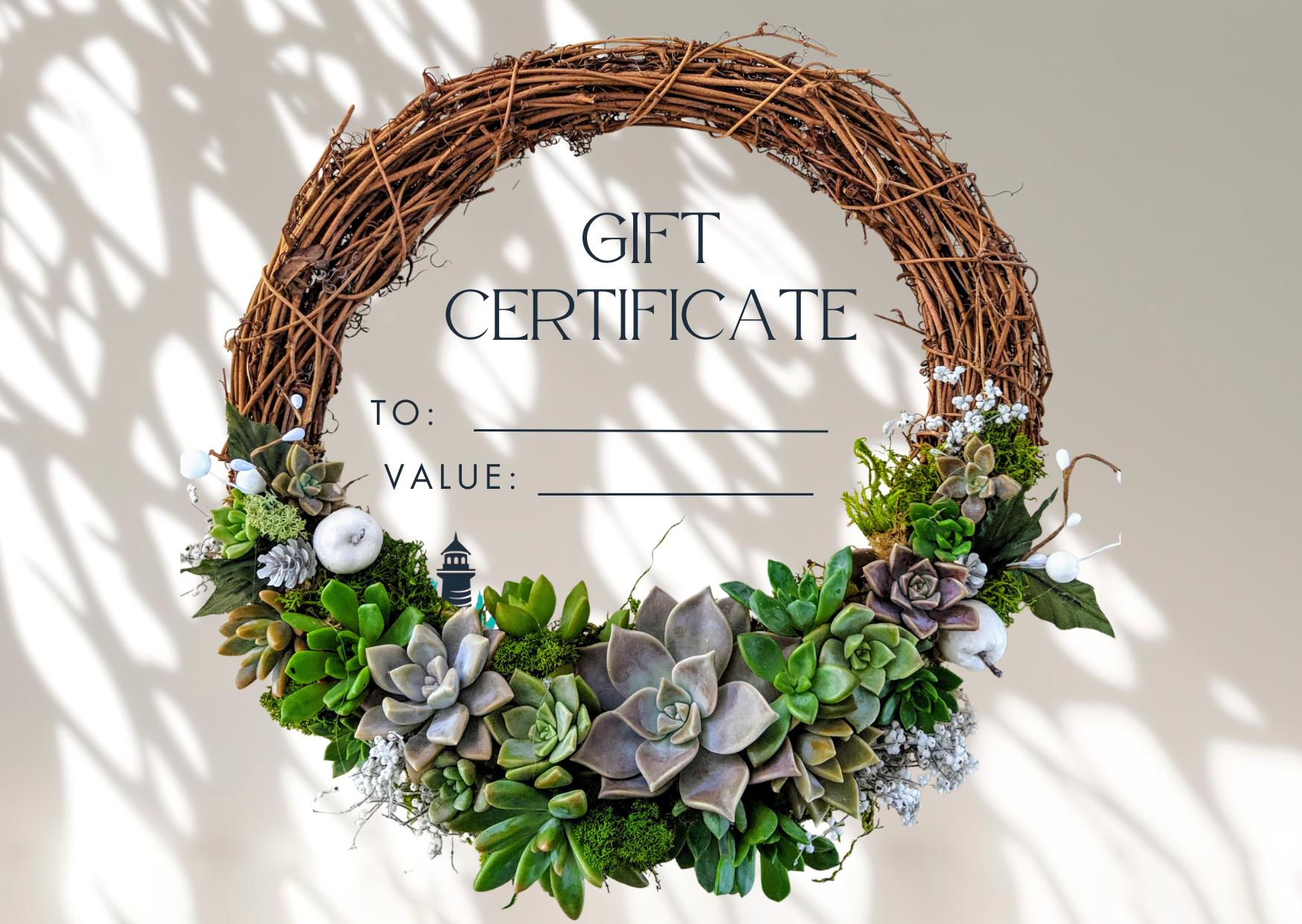 Cactus and Succulent Gift Certificate